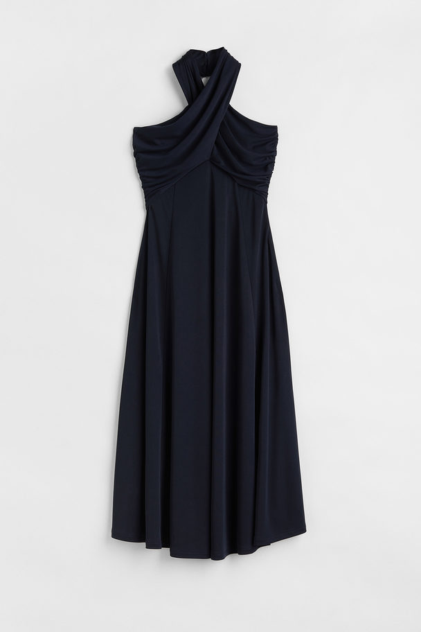 H&M Halterneck Dress Dark Blue
