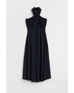Halterneck-kjole Mørk Blå