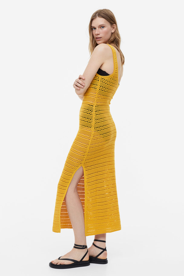H&M Kleid im Häkellook Gelb