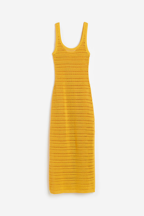 H&M Kleid im Häkellook Gelb
