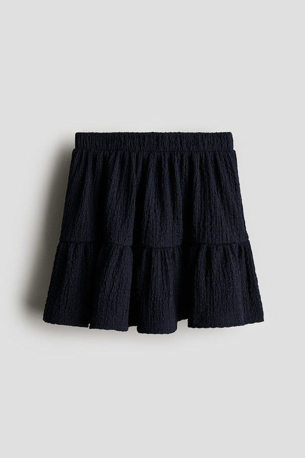 H&M Crinkled Jersey Skirt Navy Blue