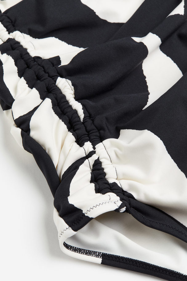 H&M High-leg Swimsuit Black/white Patterned