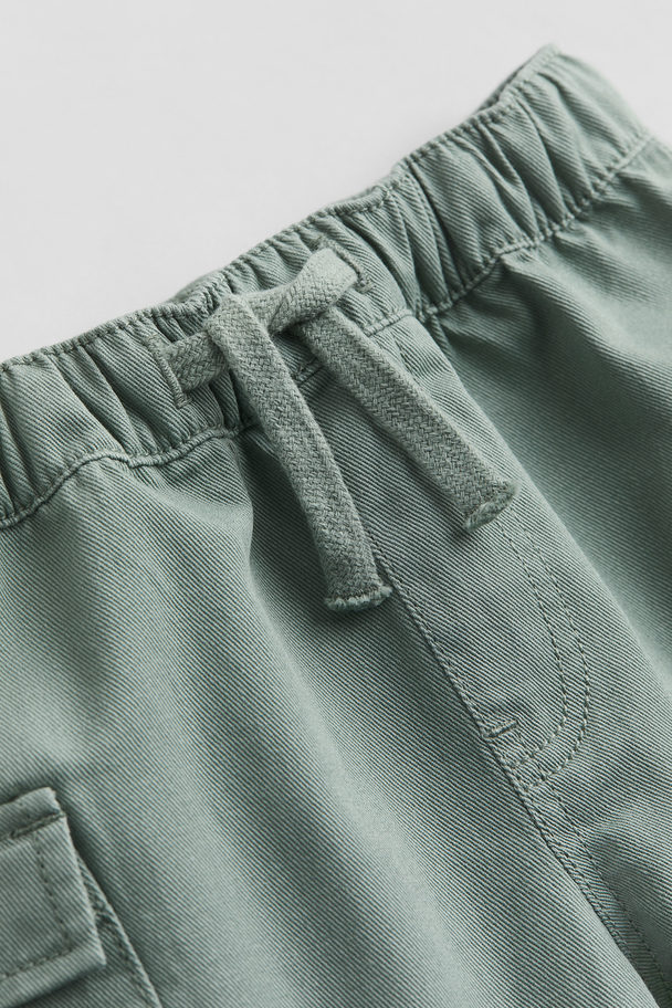 H&M Cotton Cargo Shorts Light Khaki Green