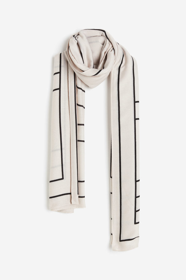 H&M Patterned Scarf Cream/patterned