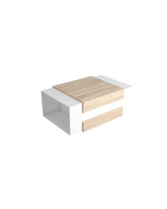 Homemania Gemini Salontafel - Laag - Met Planken - Woonkamer - Wit, Sonoma In Melamine Spaanplaat, Kunststof, 100 X 60 X 35 Cm