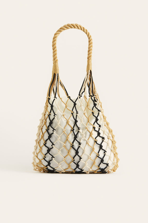 H&M String Pouch Bag Beige/striped