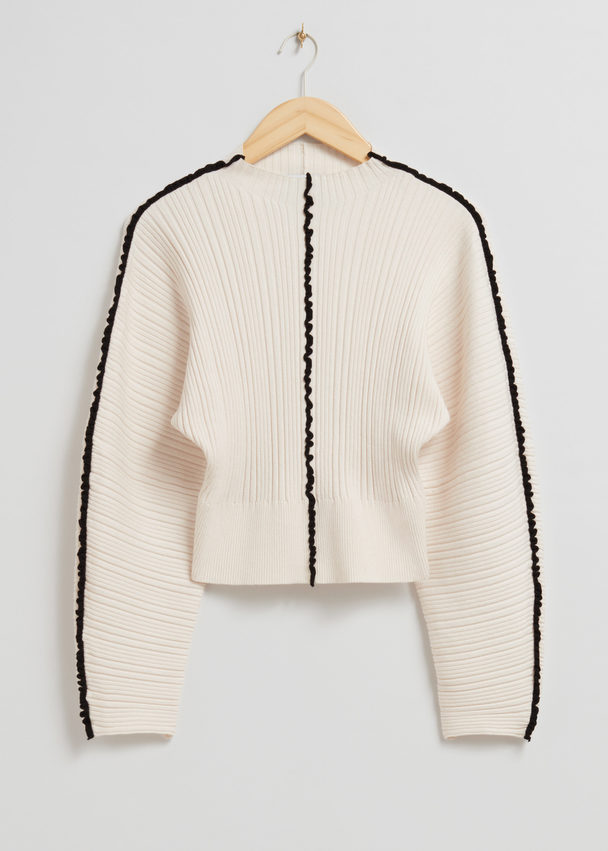 & Other Stories Frilled Rib Knit Jumper White