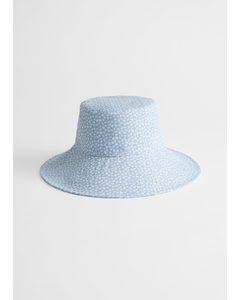 Printed Cotton Bucket Hat Light Blue