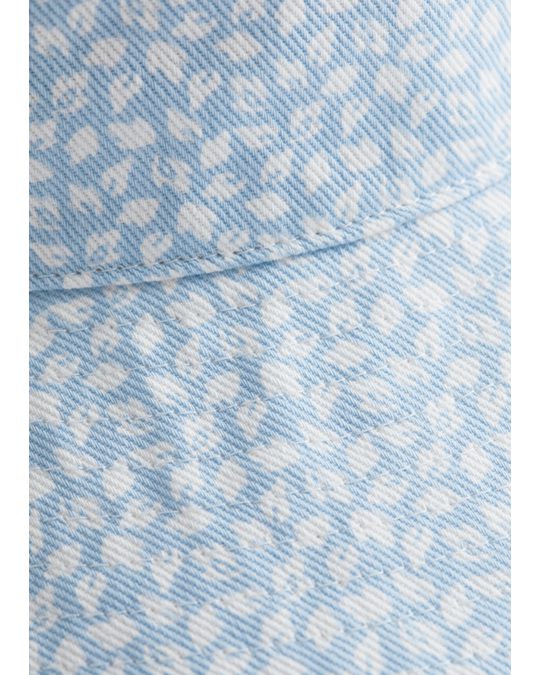 & Other Stories Printed Cotton Bucket Hat Light Blue