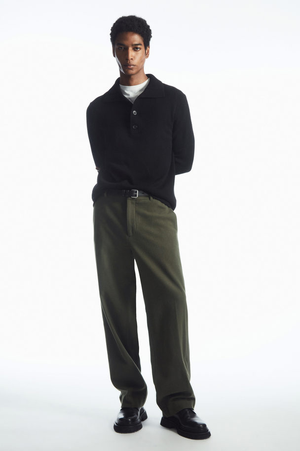 COS Wool-blend Relaxed Tailored Trousers Dark Green
