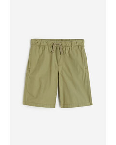 Pull-on-Shorts aus Baumwolle Khakigrün