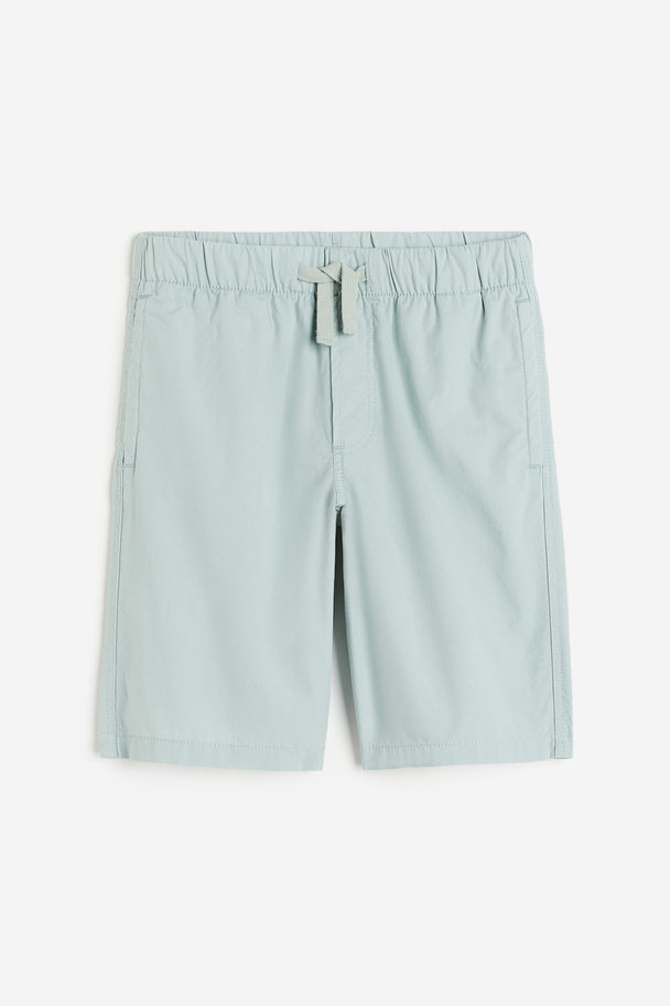 H&M Cotton Pull-on Shorts Light Turquoise