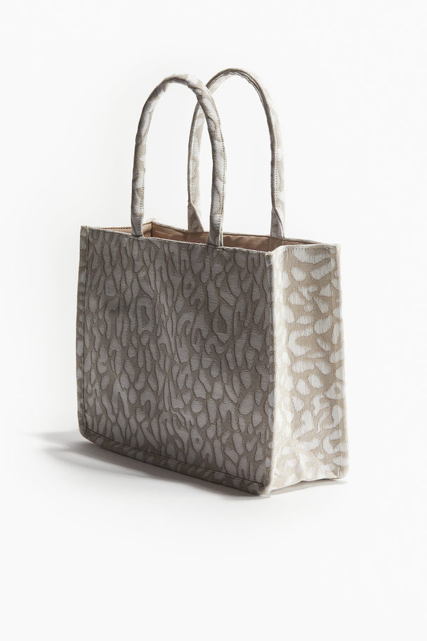 H&M Jacquard-weave Shopper Beige/leopard Print