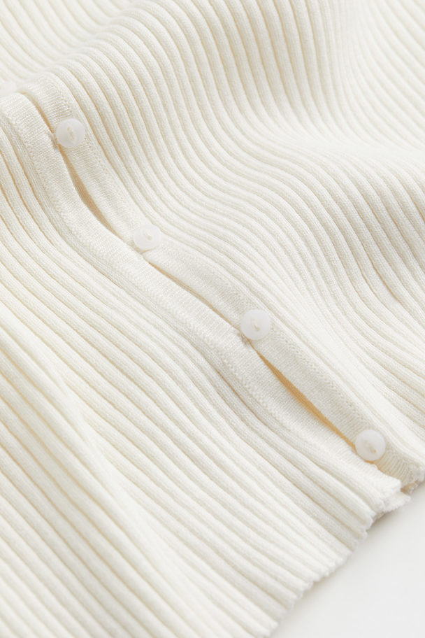 H&M H&m+ Rib-knit Cropped Top White