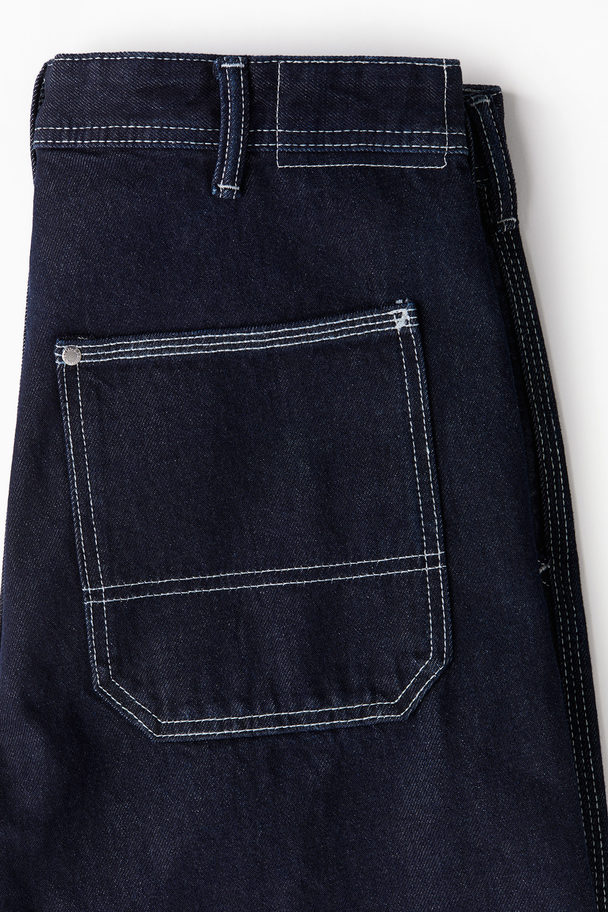 H&M Relaxed Denim Worker Shorts Navy Blue