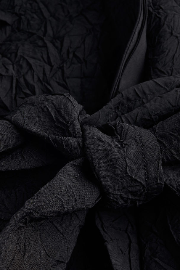 H&M Textured-weave Wrap Dress Black
