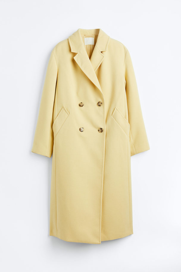 H&M Double-breasted Coat Light Yellow