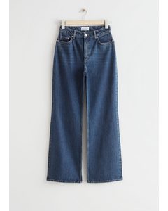 Flared Cropped Jeans Mid Blue