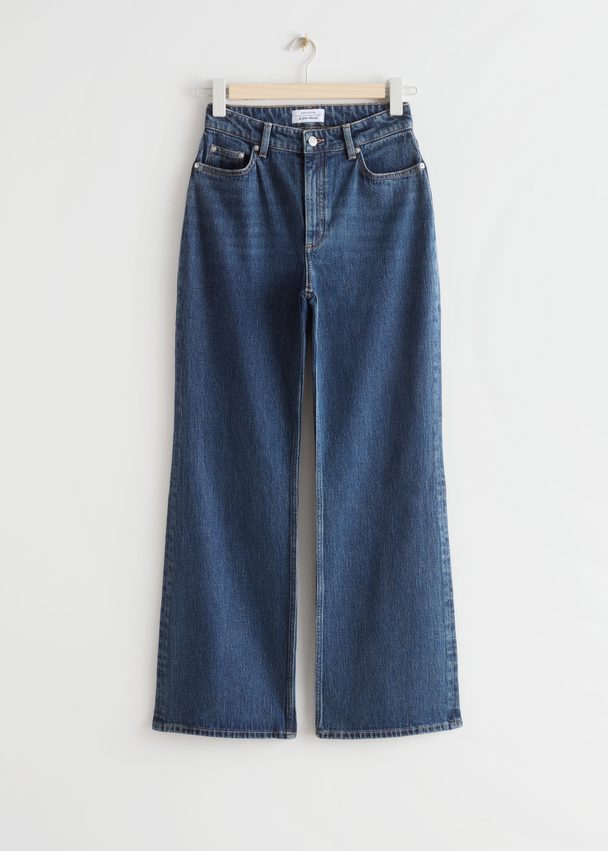 & Other Stories Flared Cropped Jeans Mid Blue