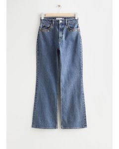 Jeans Met Korte, Uitlopende Pijp Vintageblauw