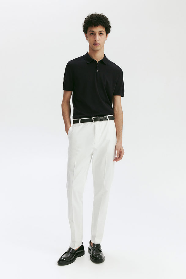 H&M Poloshirt Van Zijdemix - Slim Fit Zwart
