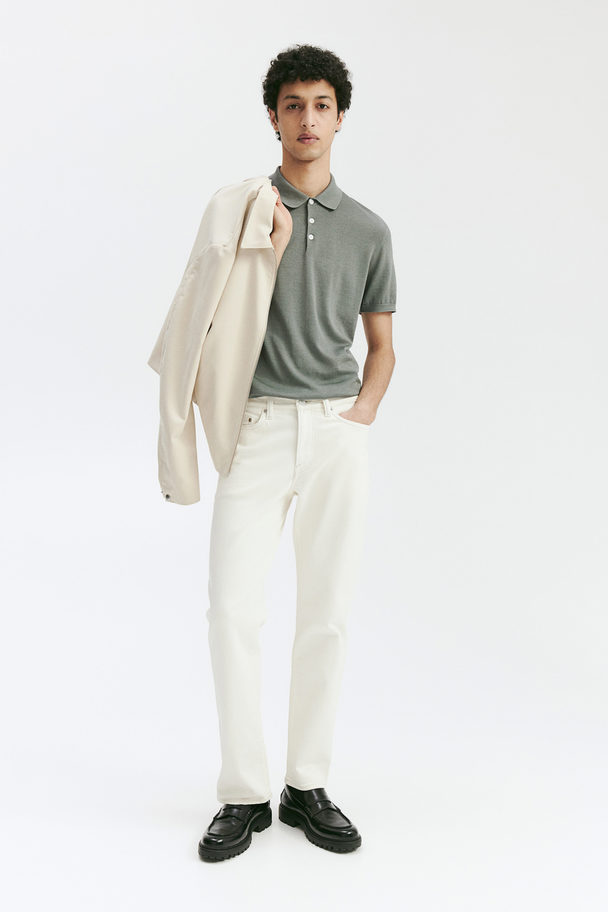 H&M Poloshirt aus Seidenmix in Slim Fit Dunkelgrau