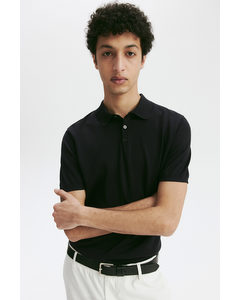 Poloshirt aus Seidenmix in Slim Fit Schwarz
