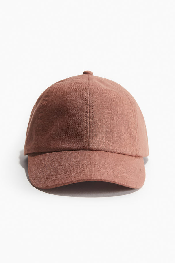 H&M Cap aus Leinen Rostrot