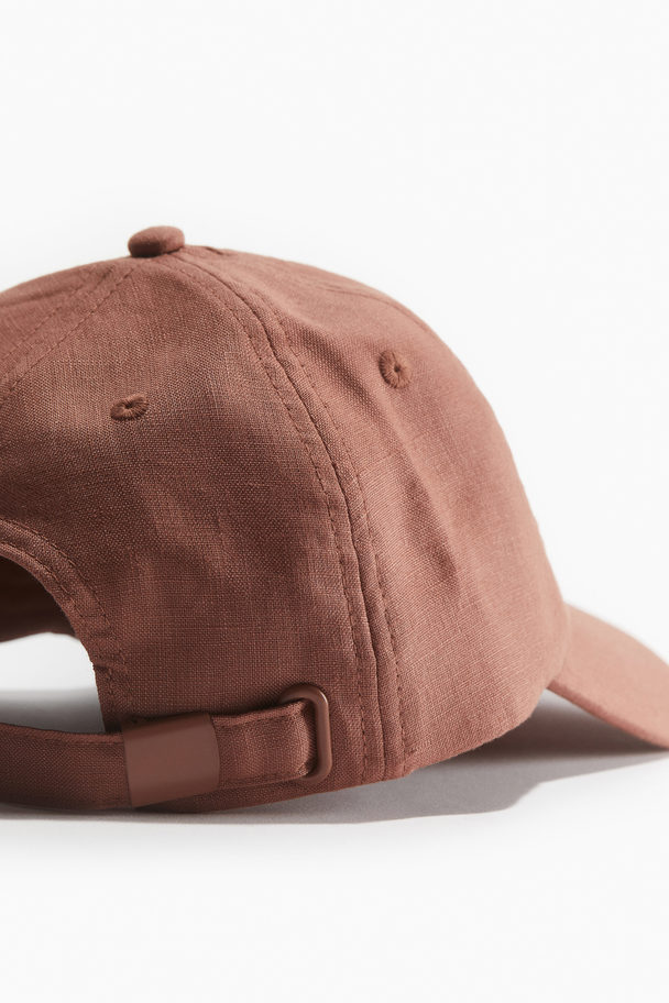 H&M Cap aus Leinen Rostrot