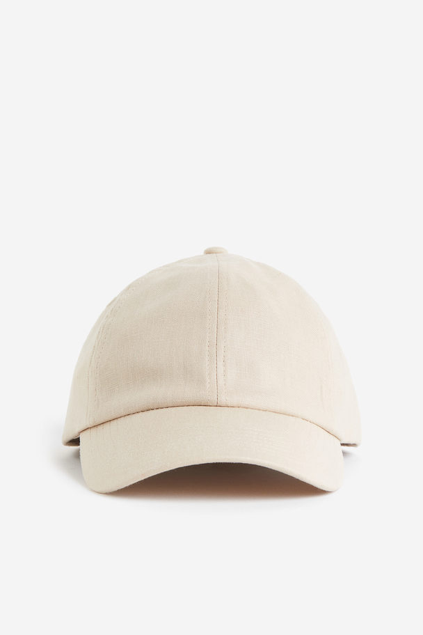 H&M Cap aus Leinen Hellbeige