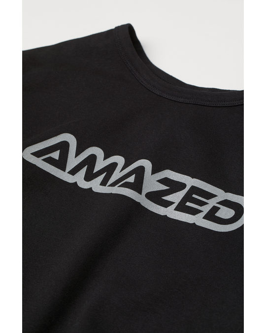 H&M Cropped Top Black/amazed