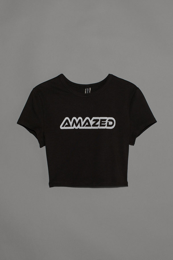 H&M Cropped Top Black/amazed