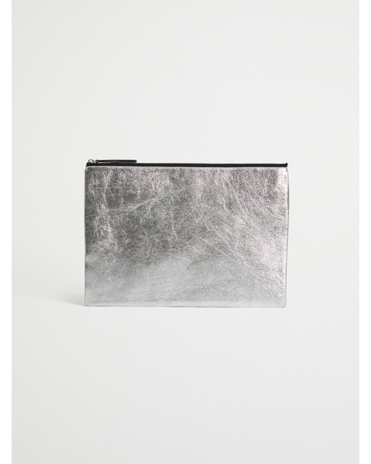 AFOUND OBJECTS Leather Laptop Case 13'' Silver