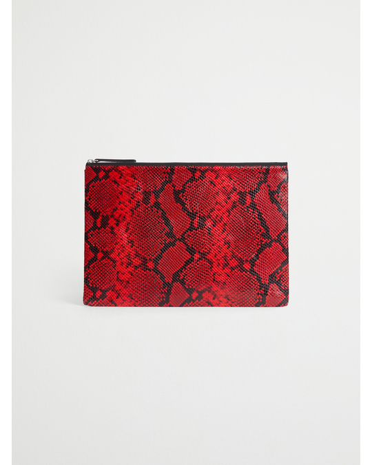 AFOUND OBJECTS Leather Laptop Case 13'' Red/black Python