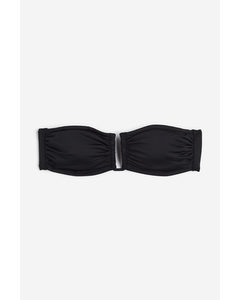 Wattiertes Bandeau-Bikinitop Schwarz