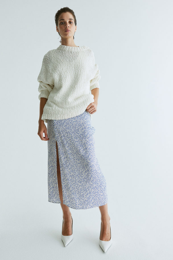 H&M Crêpe Skirt White/blue Floral