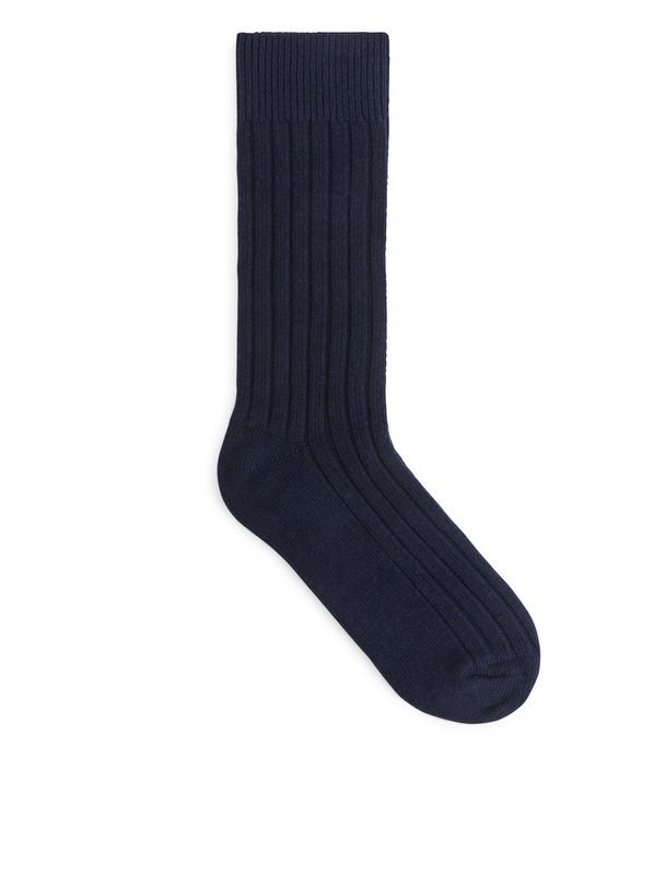 ARKET Cashmere Rib Socks Dark Blue
