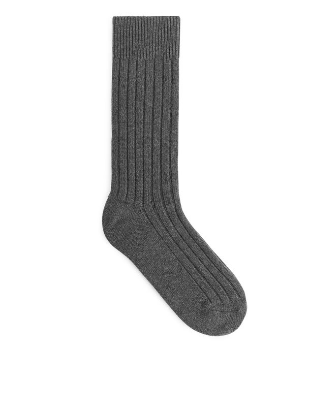 ARKET Cashmere Rib Socks Dark Grey Melange
