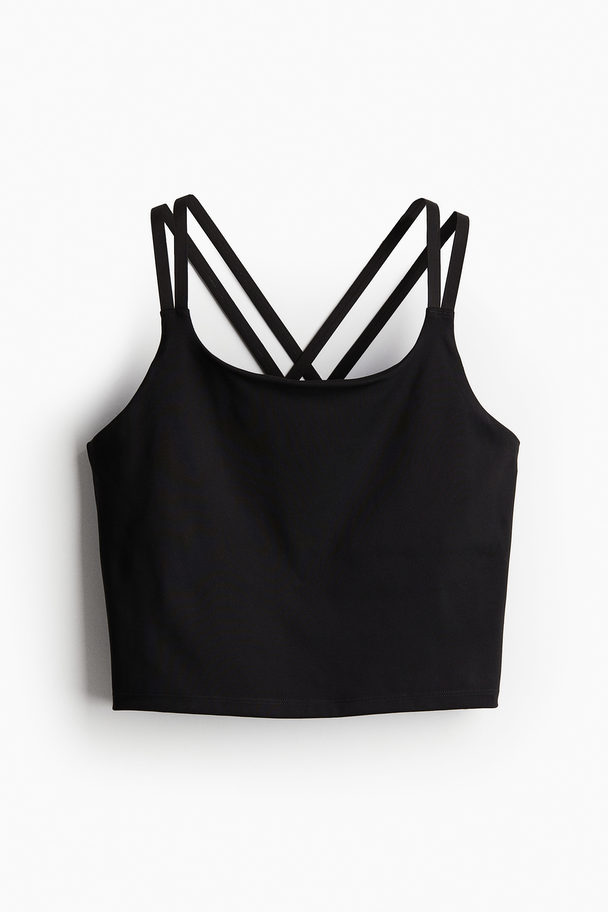 H&M DryMove™ Kurzes Sport-Tanktop Schwarz