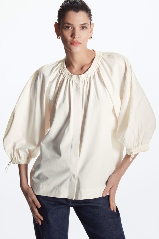 COS Contrast Volume-sleeve Top White