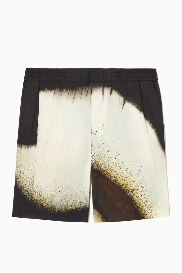 COS Floral-print Elasticated Shorts Black / Floral