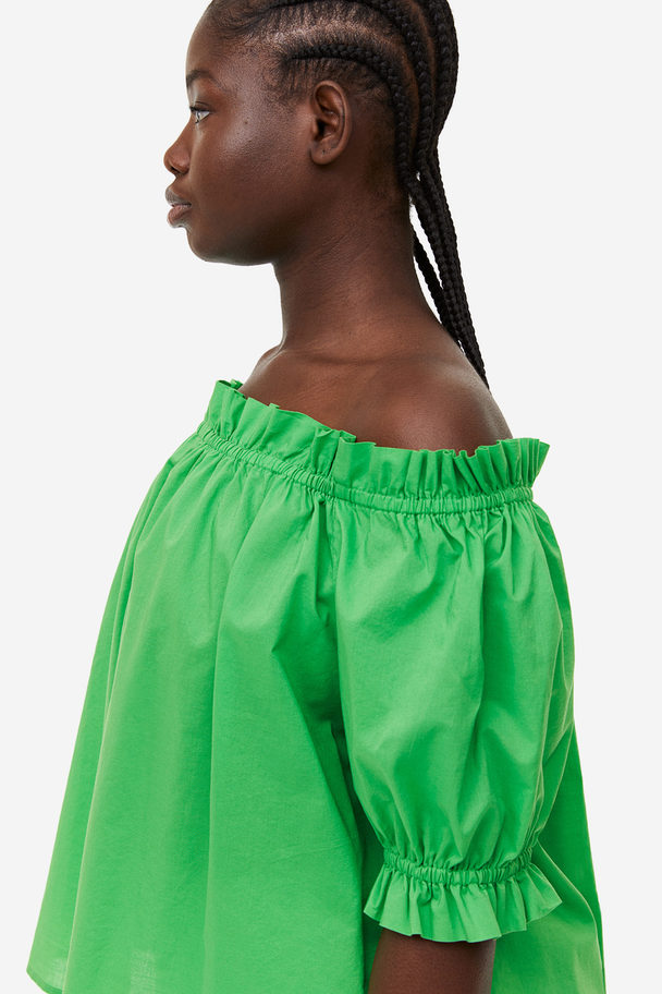 H&M Volangkantet Off Shoulder-topp Grønn