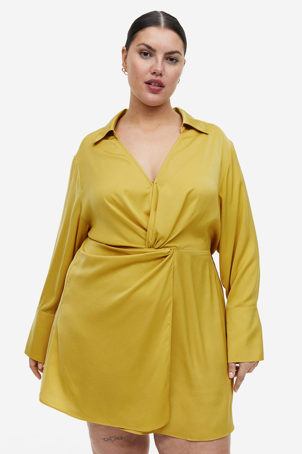 H&M Blusenkleid mit Twist-Detail Gelb