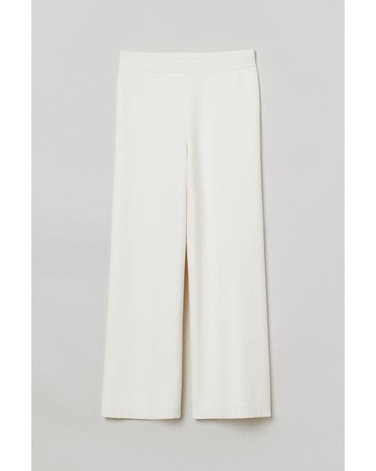 H&M Fine-knit Trousers White