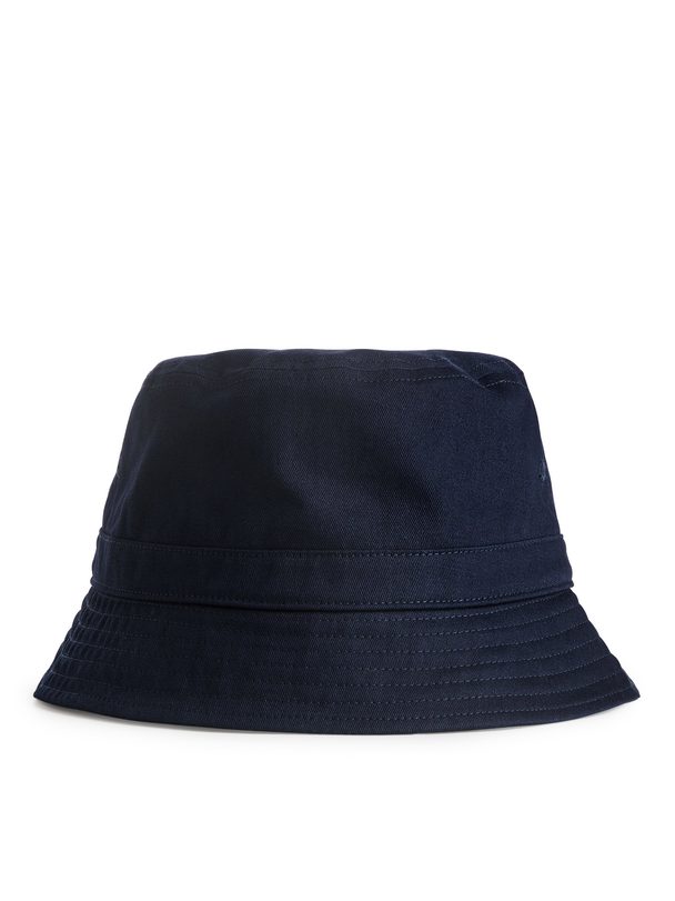 ARKET Cotton Twill Bucket Hat Dark Blue