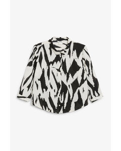 Flowy Abstract Tiger Crepe Blouse Black & White Abstract Tiger