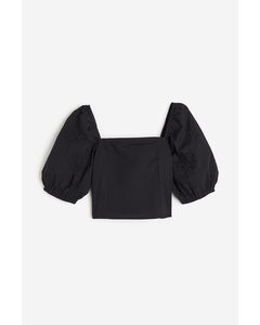 Puff-sleeved Blouse Black
