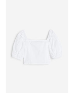 Puff-sleeved Blouse White
