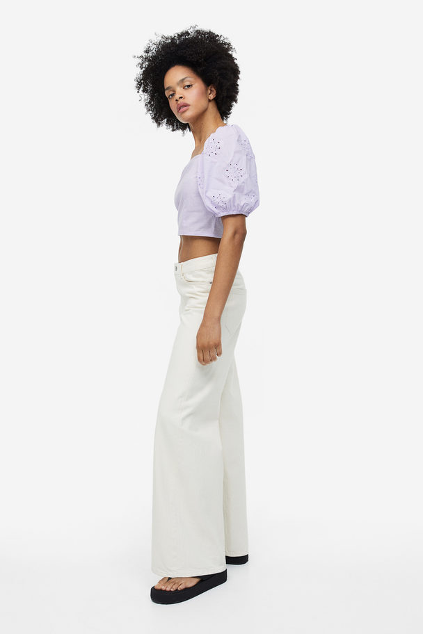 H&M Puff-sleeved Blouse Lilac