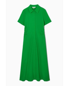 Rynkad Midiskjortklänning Klargrön